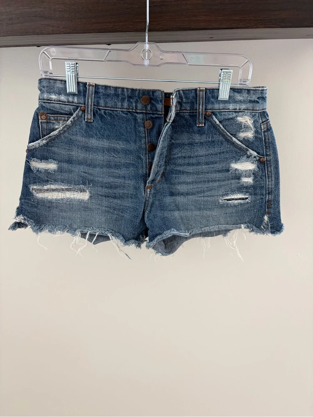 Women's Distressed Denim Shorts - Blue